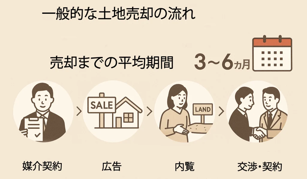 一般的な土地売却の流れと売却までの平均期間